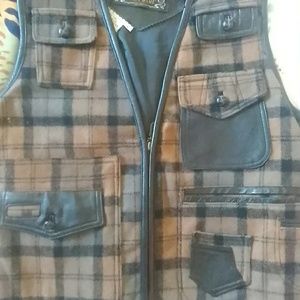 Leather and wool vest